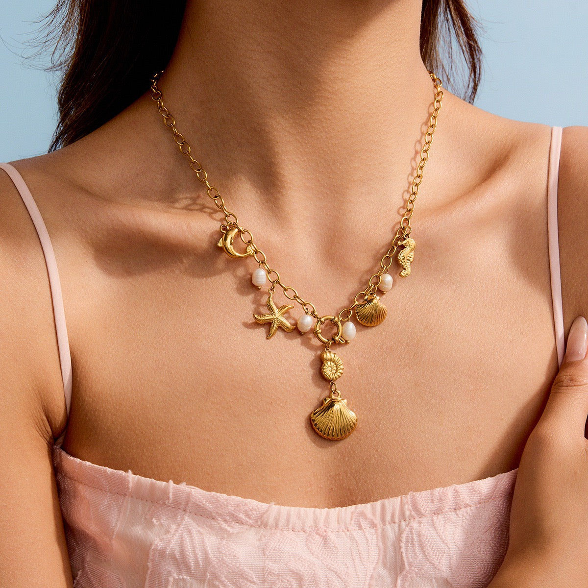 Phoenix shell charm necklace