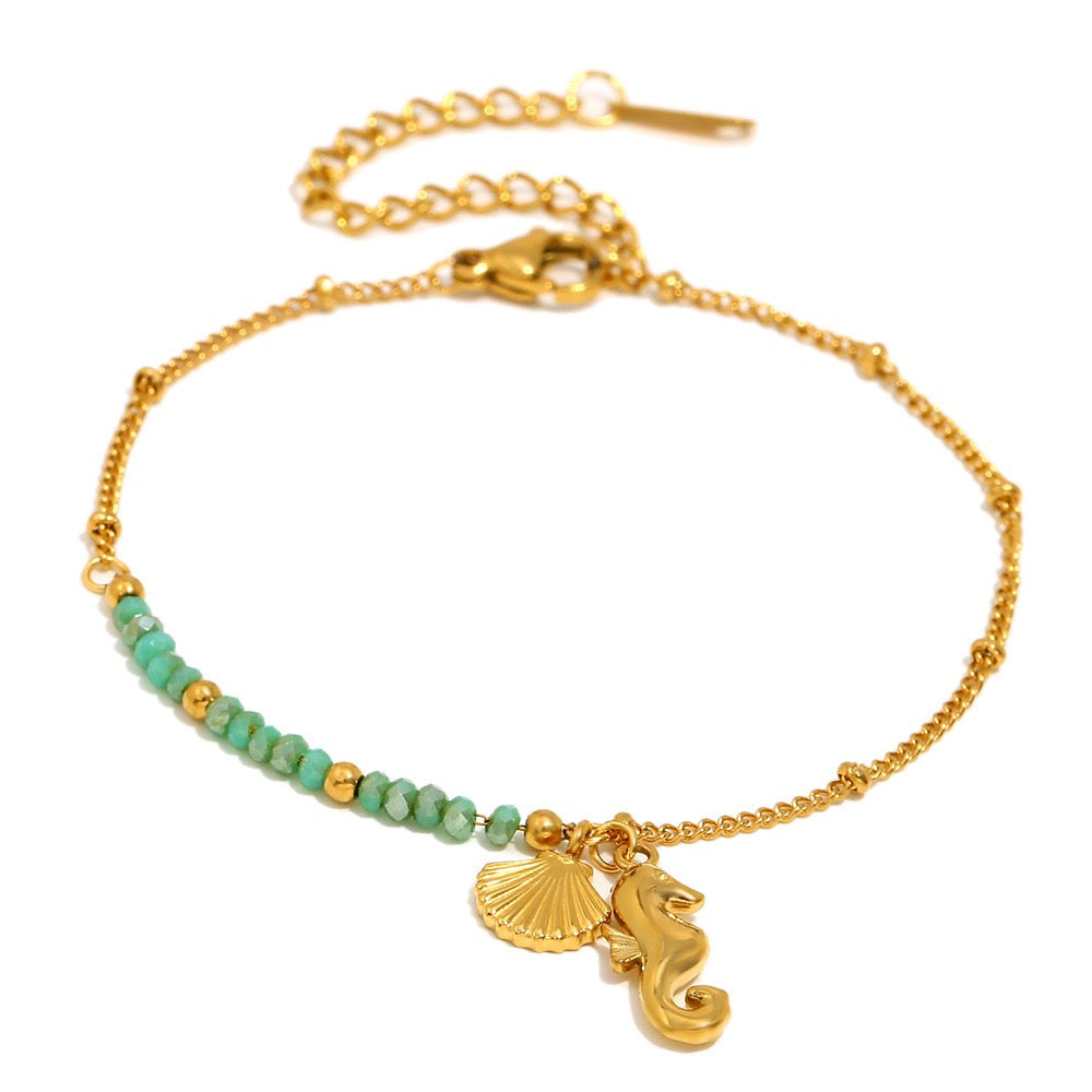 Green starfish layer bracelet