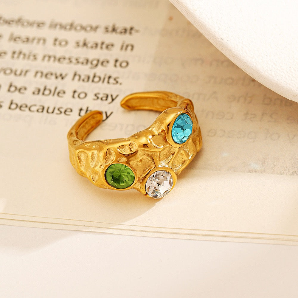 Green blue Gem band ring