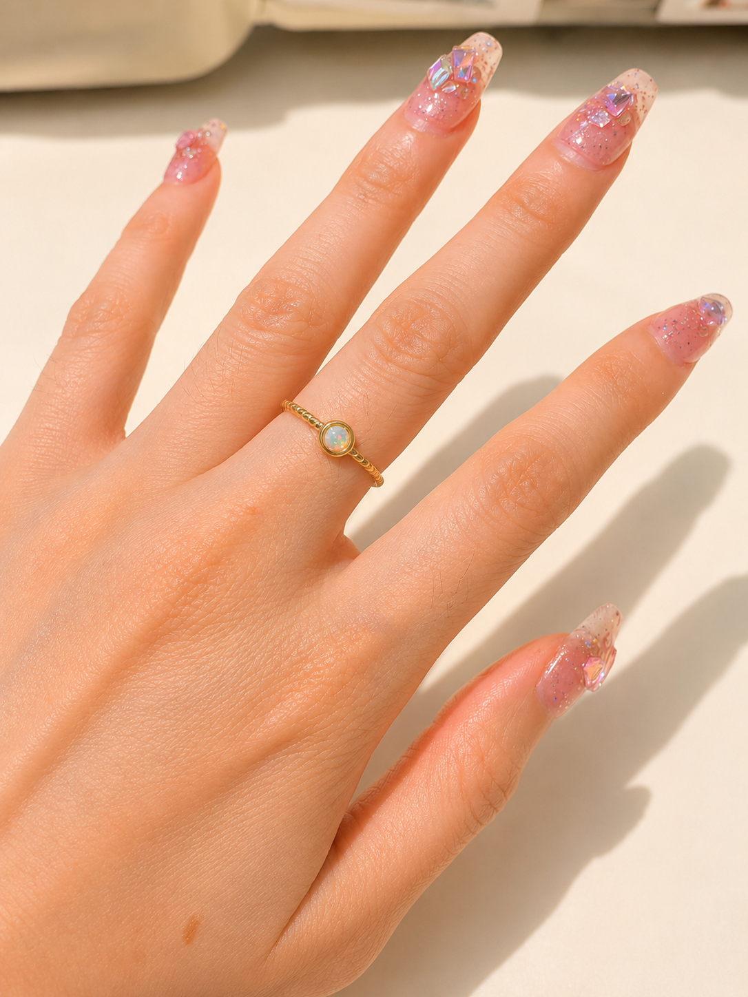 Dainty opal sterling silver rings collections