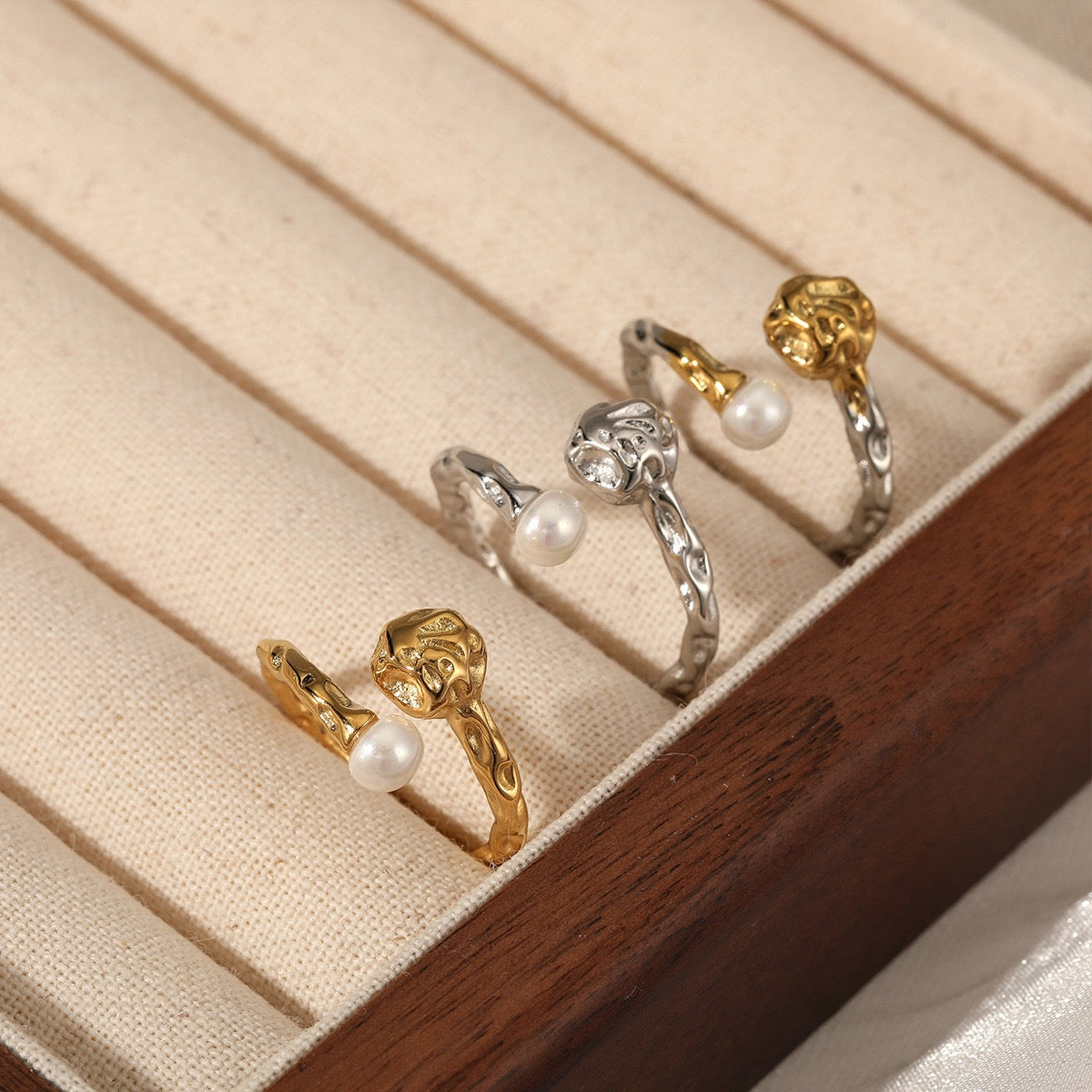 White pearly rings collection