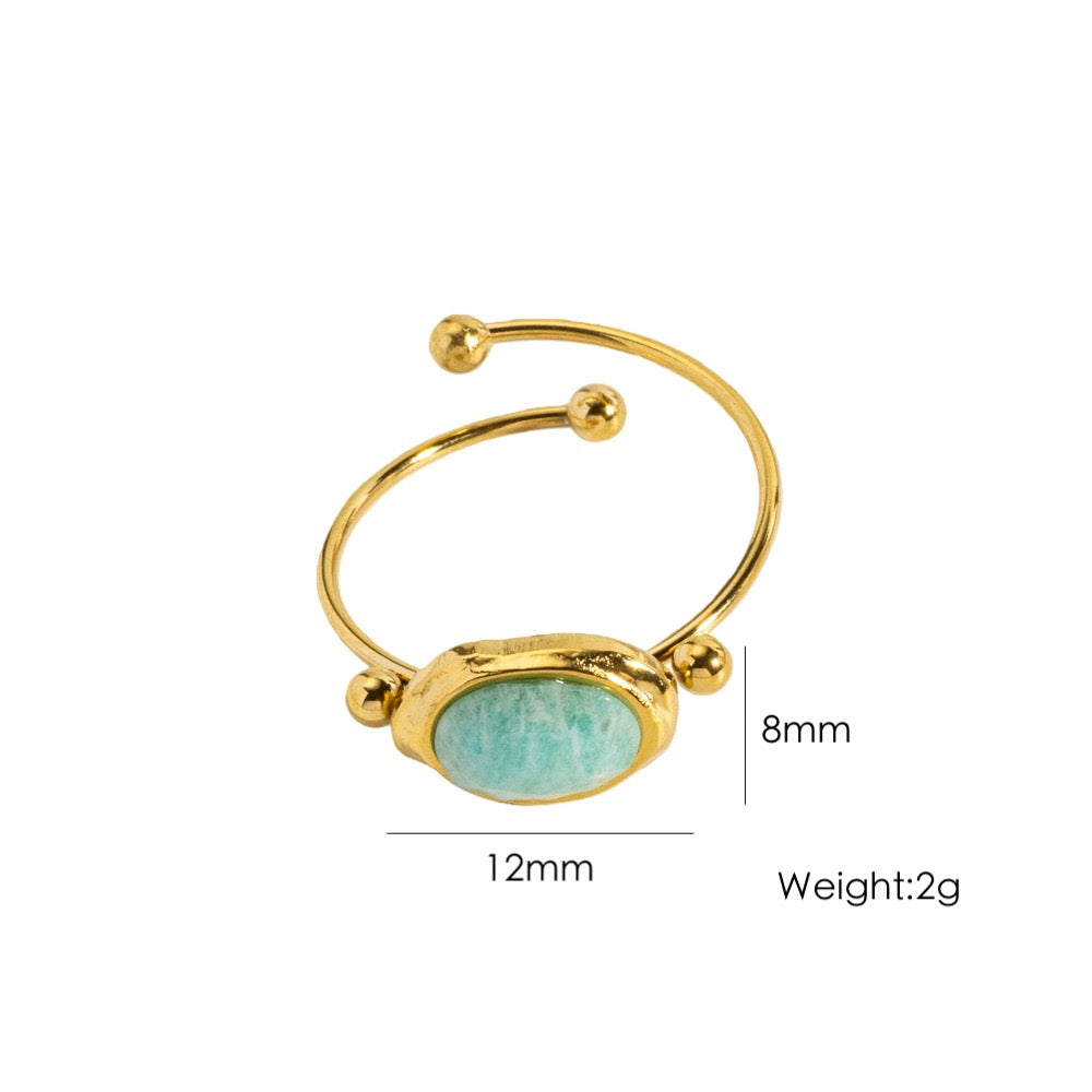 Natural stone gem rings