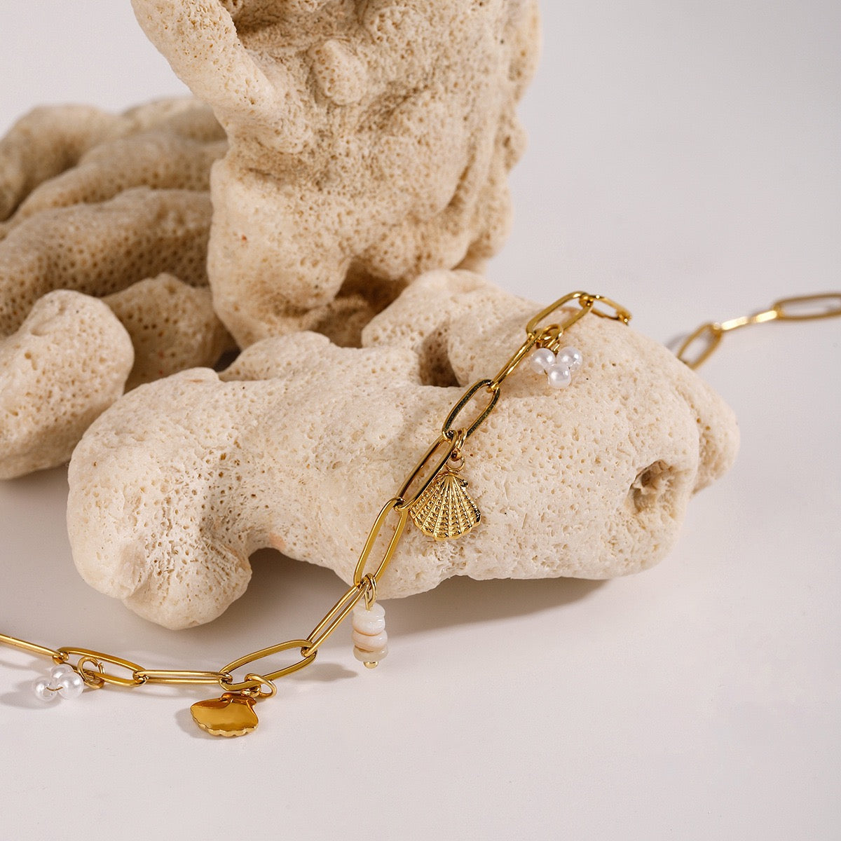 Dainty charm white rope necklace