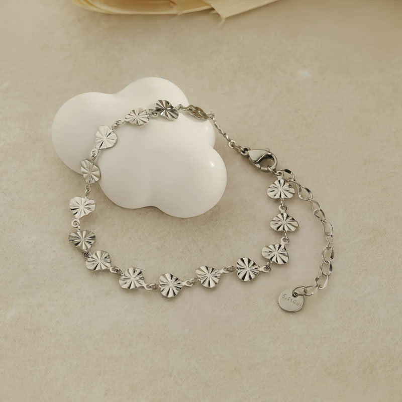 Silver round chains bracelet