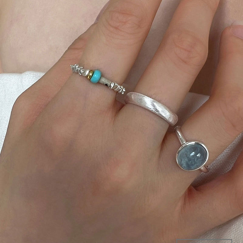 Colored Rock Sterling Silver Ring
