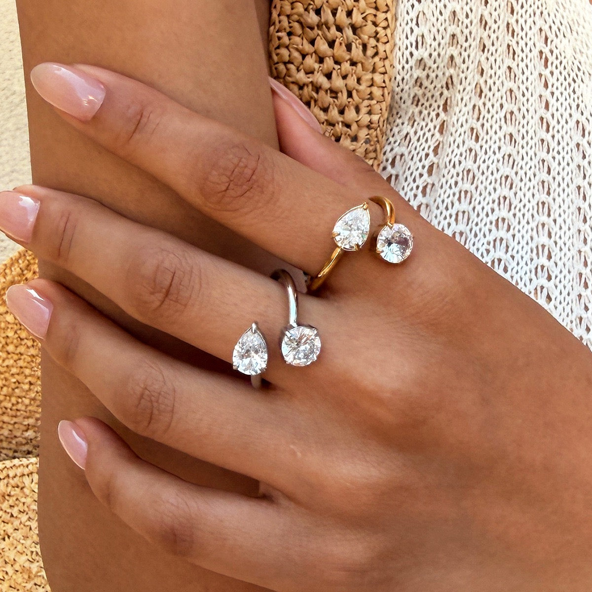 Cresia Cross stone rings