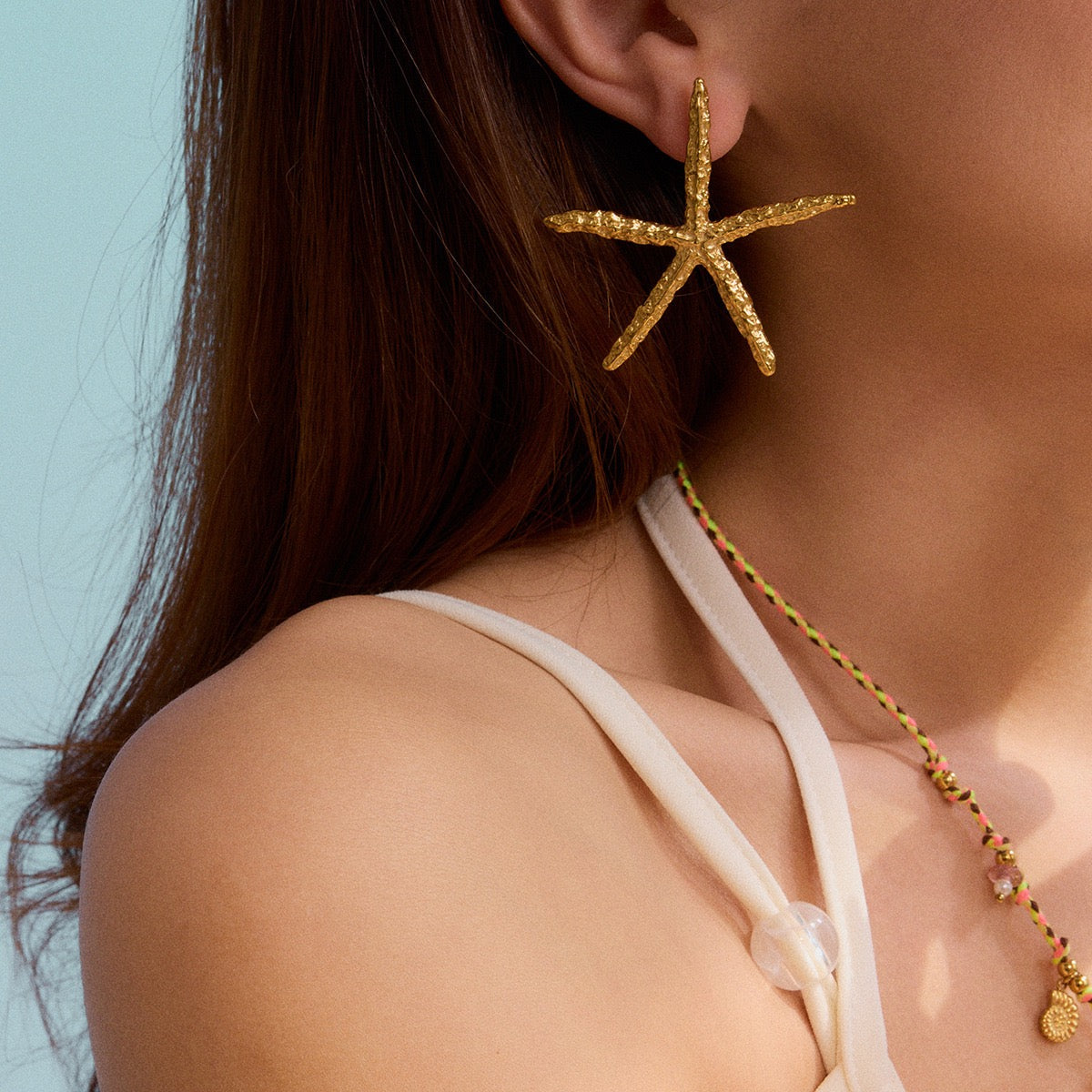 Pink starfish charm necklace