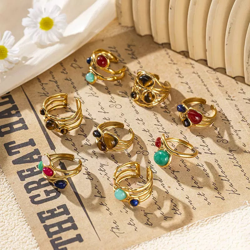Colorful stone rings