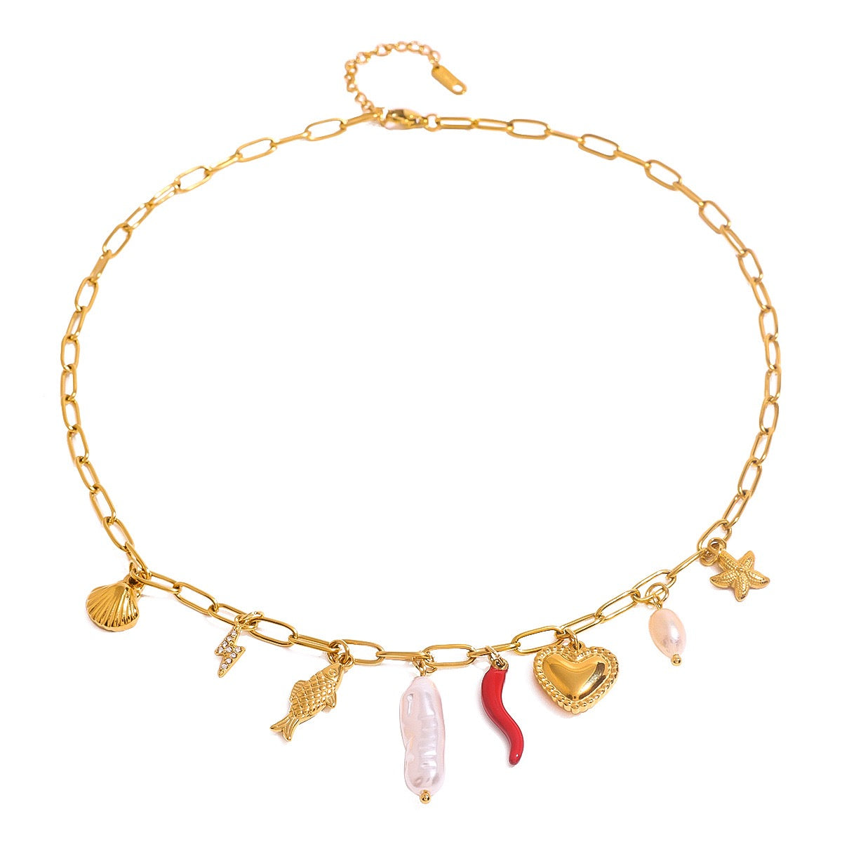 Big shell pendant charm necklace
