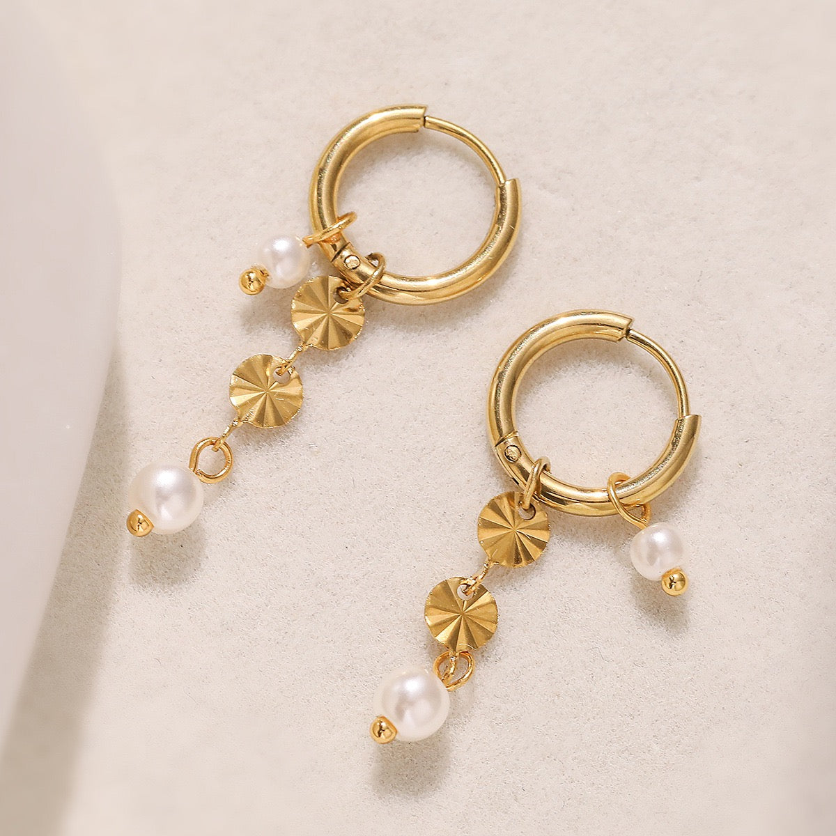 Dainty pearly hoops