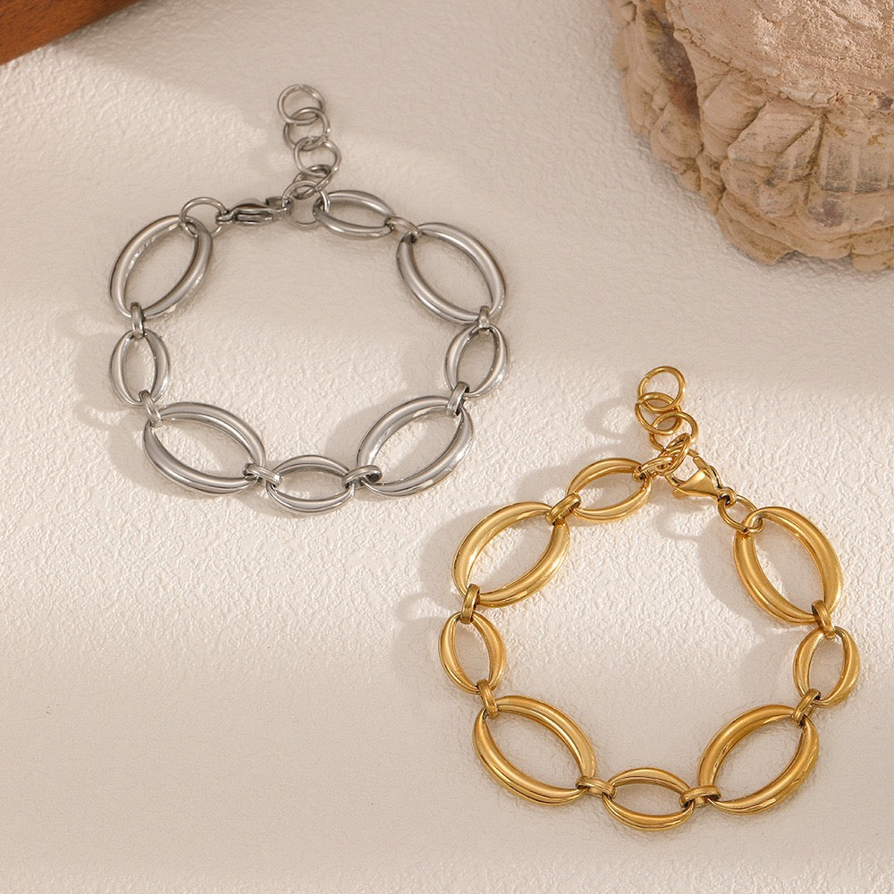 Silver round chains bracelet