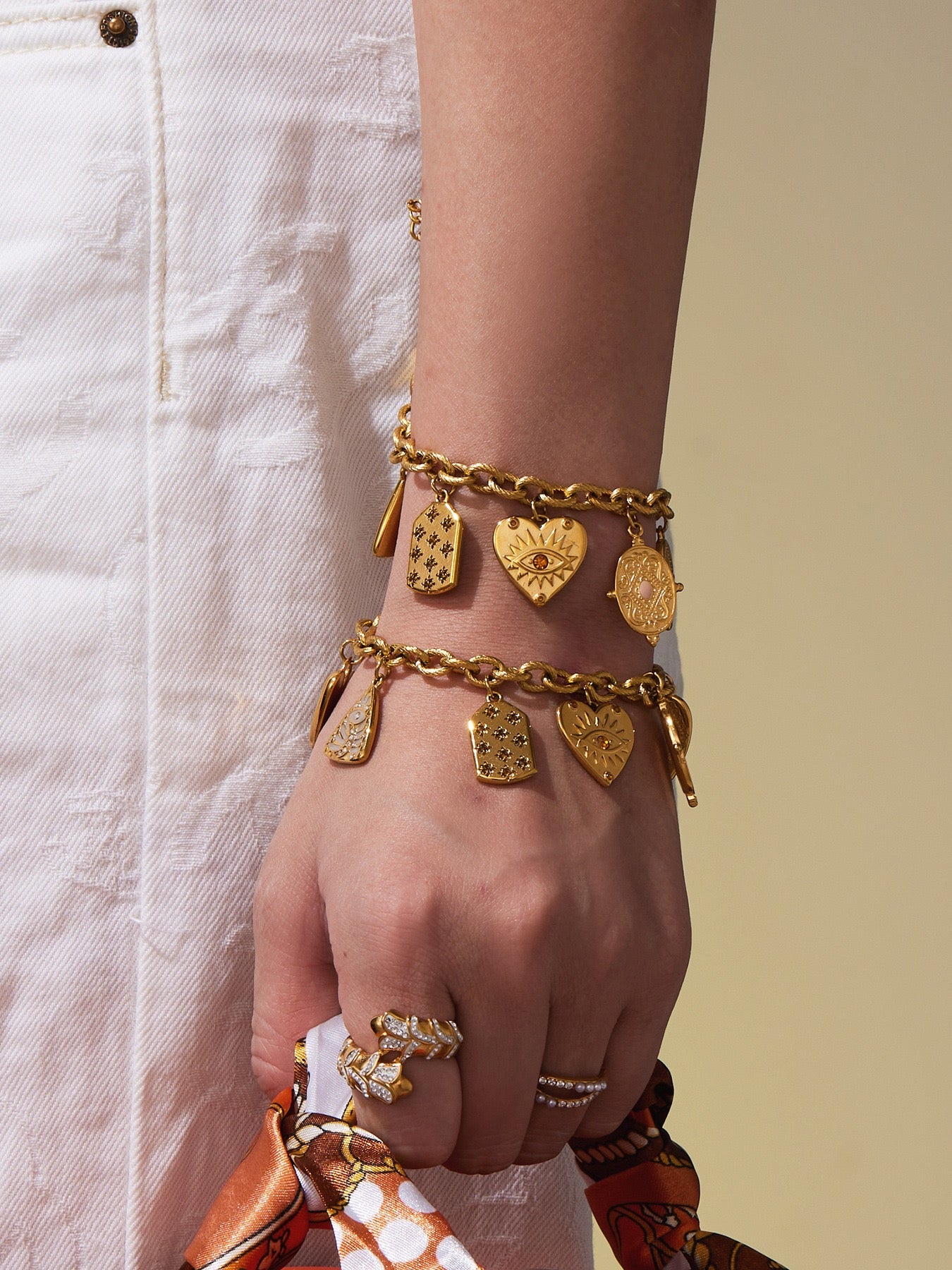 Full heart charm locket bracelet