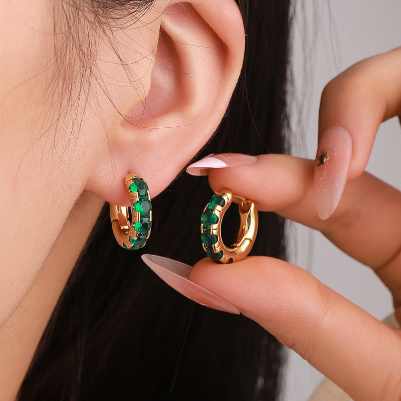 Joliana Classic green little hoops