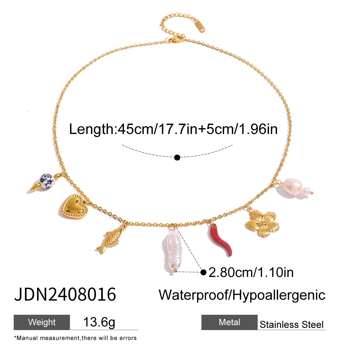 Big shell pendant charm necklace