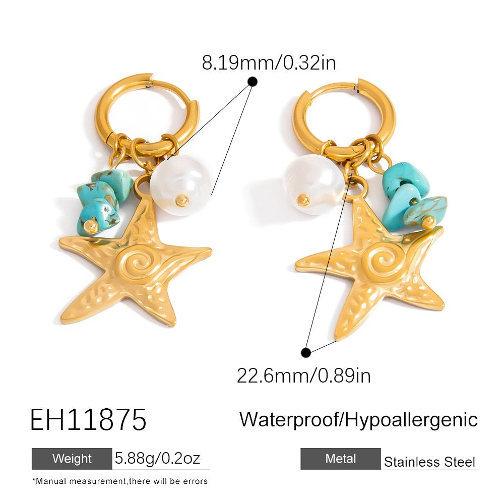 Pearly shell starfish earrings collection