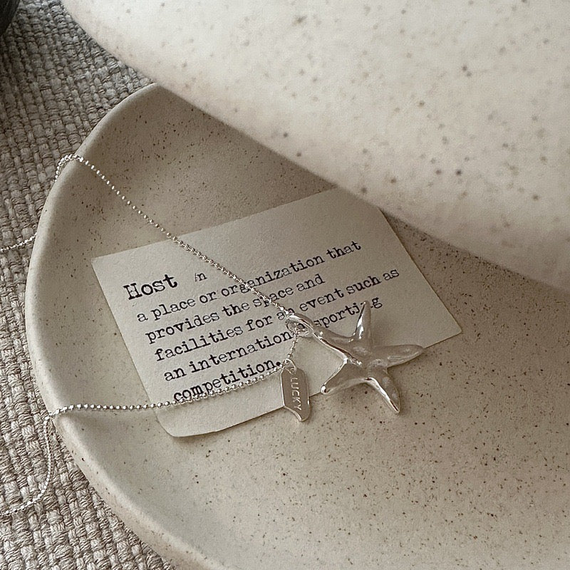 Sterling silver starfish necklace