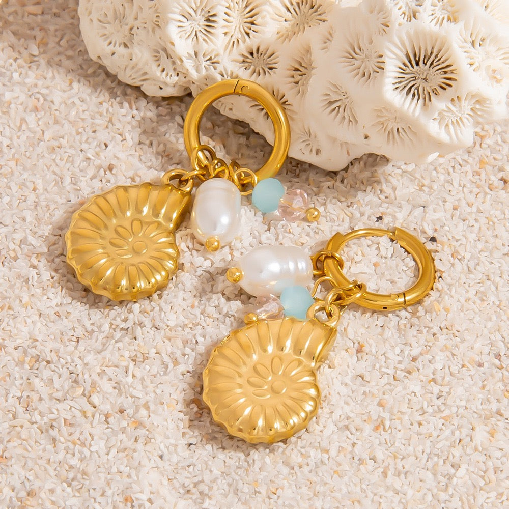 Pearly shell starfish earrings collection