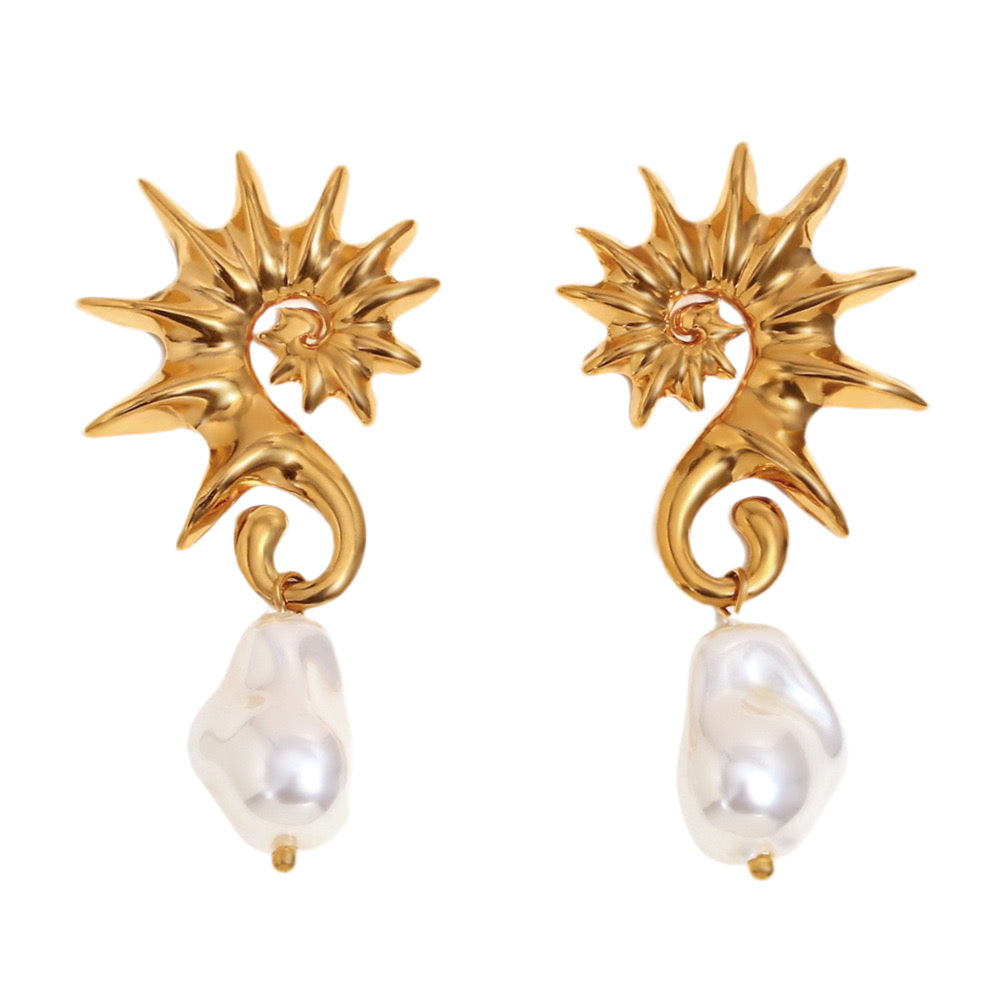 Seahorse pearly earrings