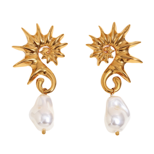 Seahorse pearly earrings