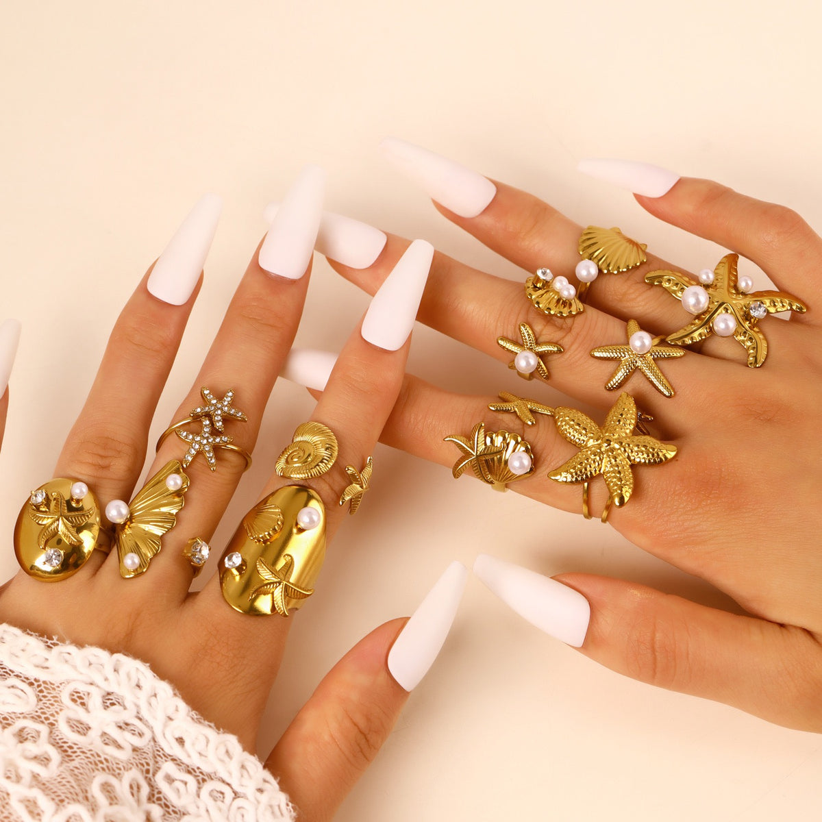 Pearly ocean starfish rings