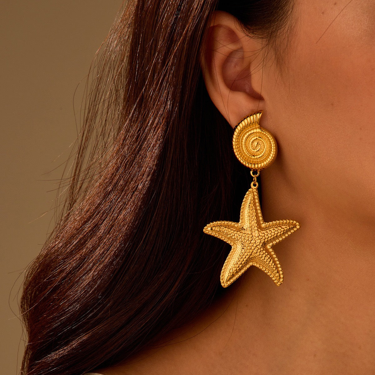 Starfish seashell Big earrings