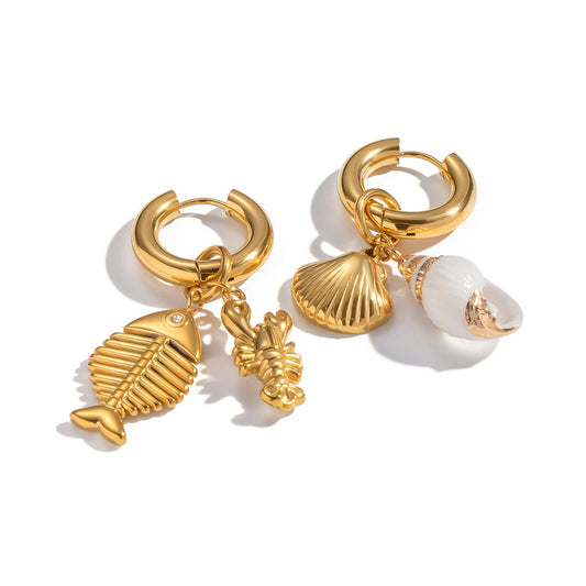 Turtle fish shell earrings