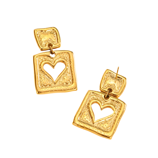 Heart charm earrings