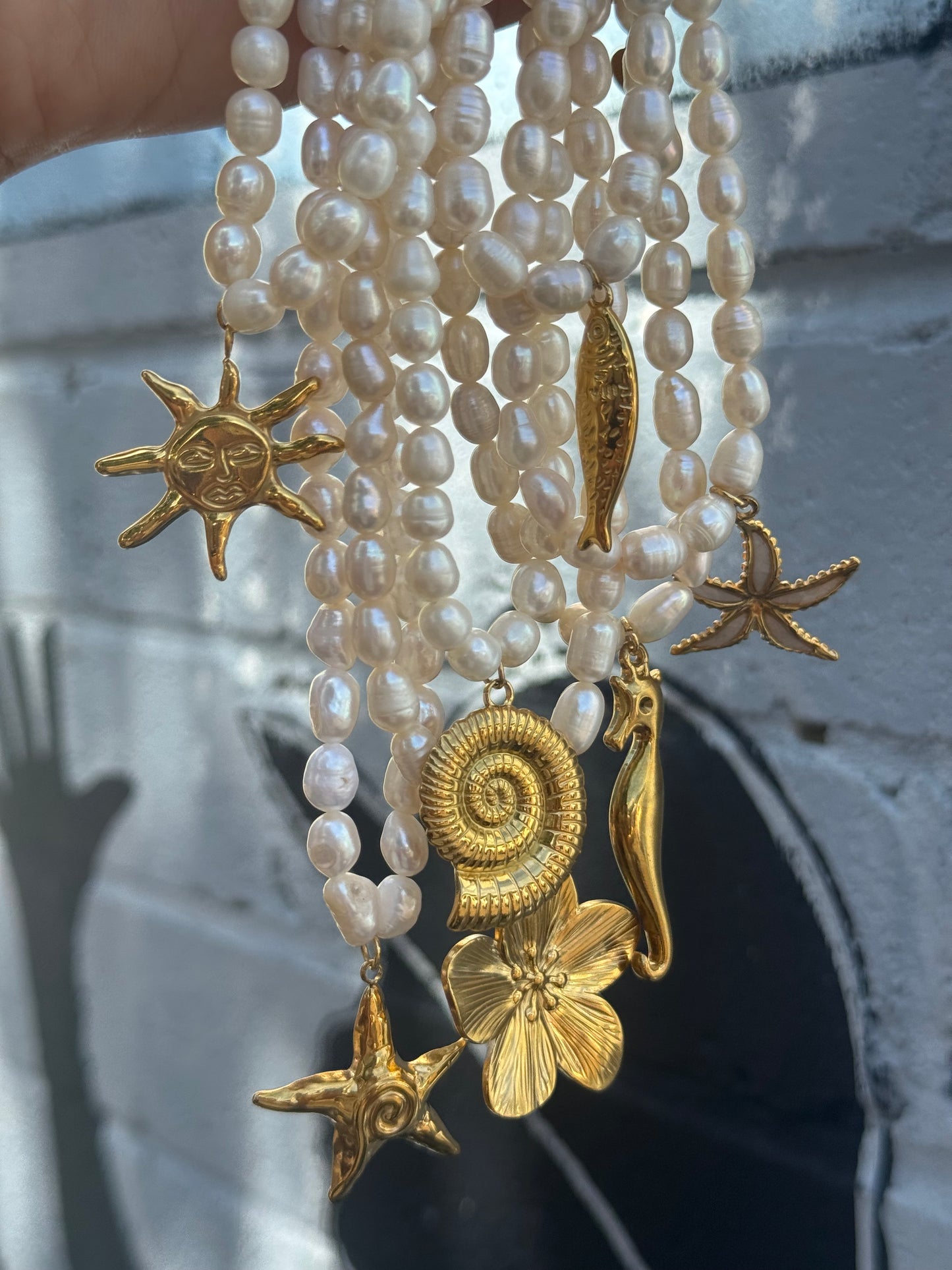 Lykke Freshwater pearl charm necklace