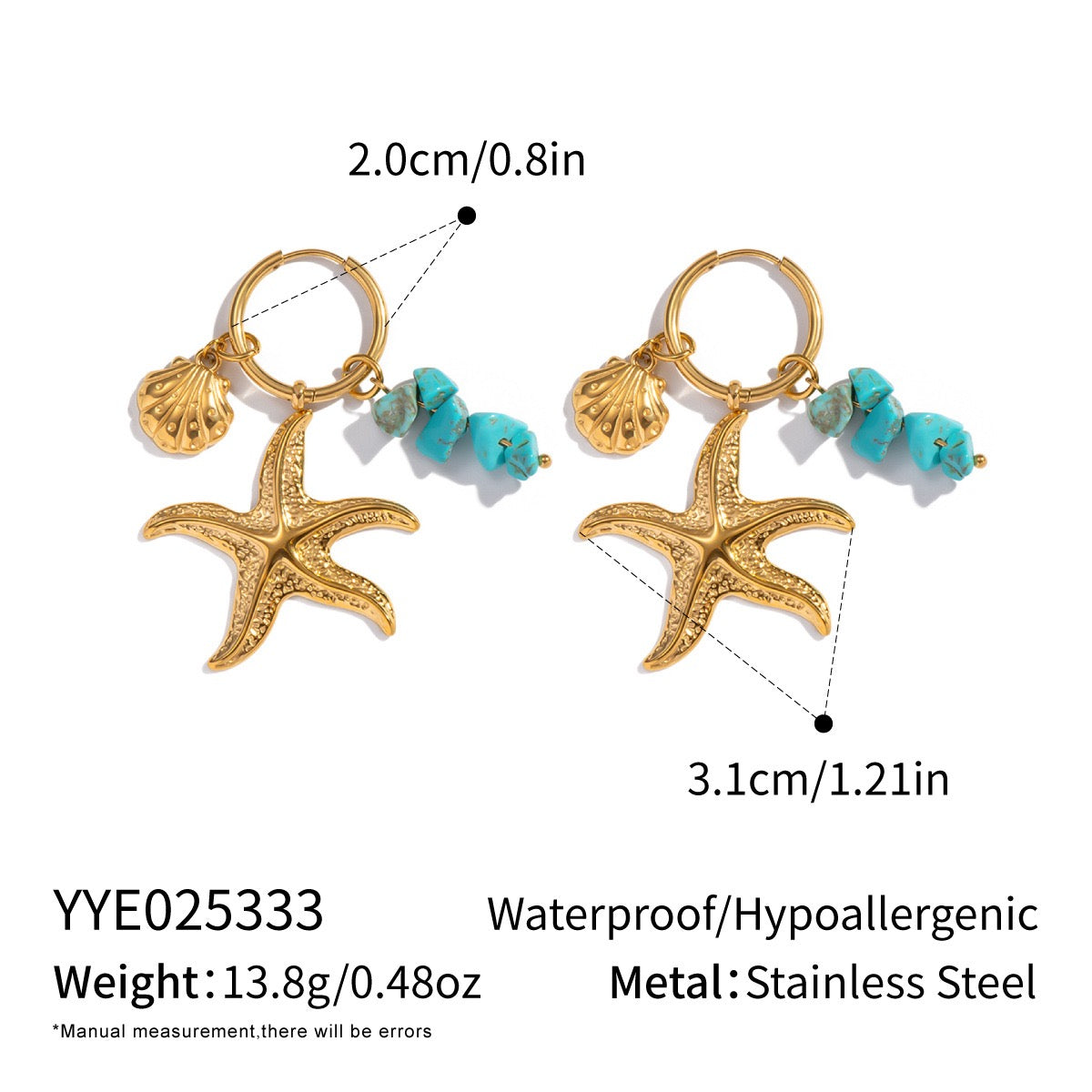 Ocean blue starfish earrings