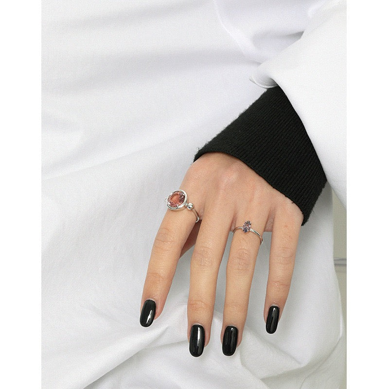 Colored Rock Sterling Silver Ring
