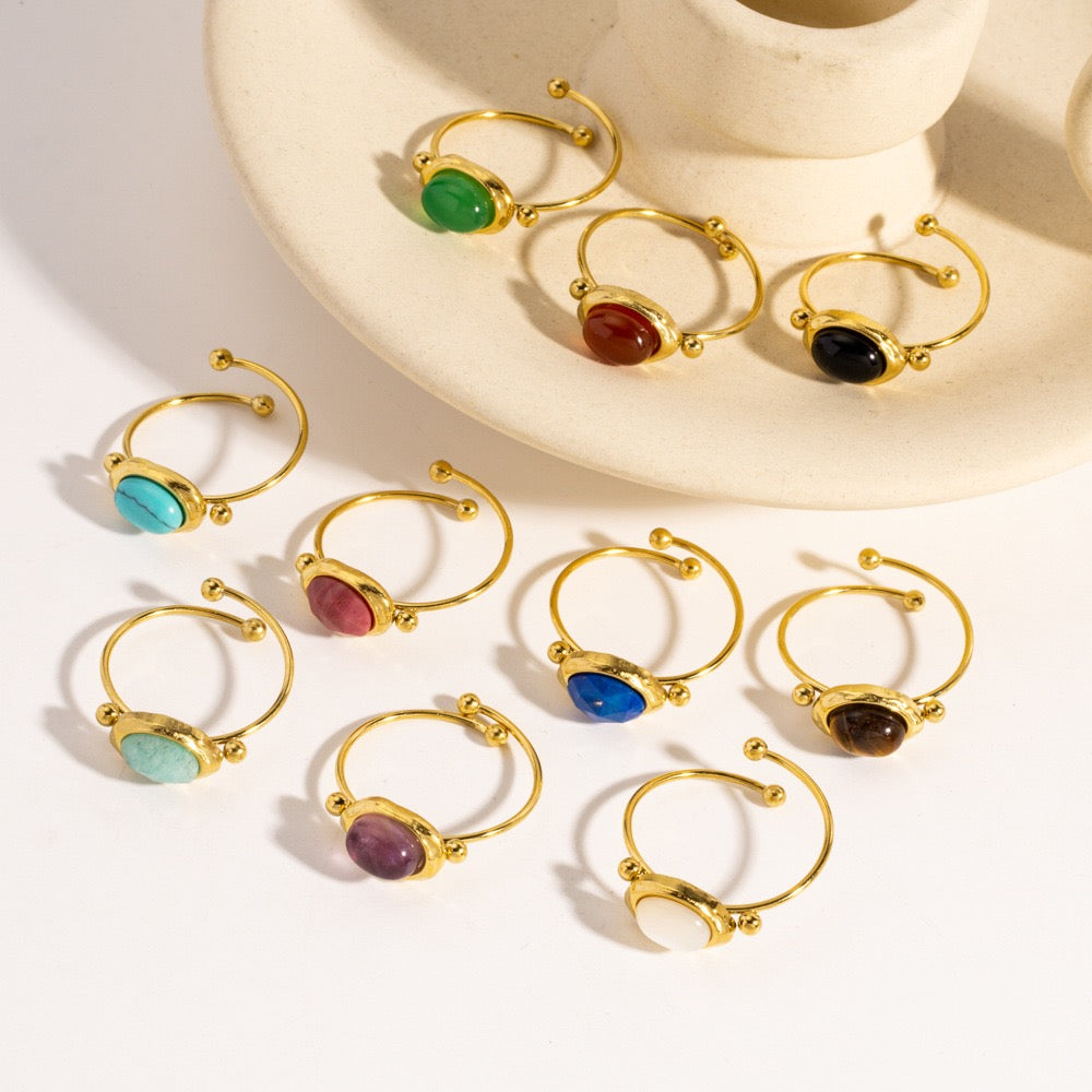 Natural stone gem rings