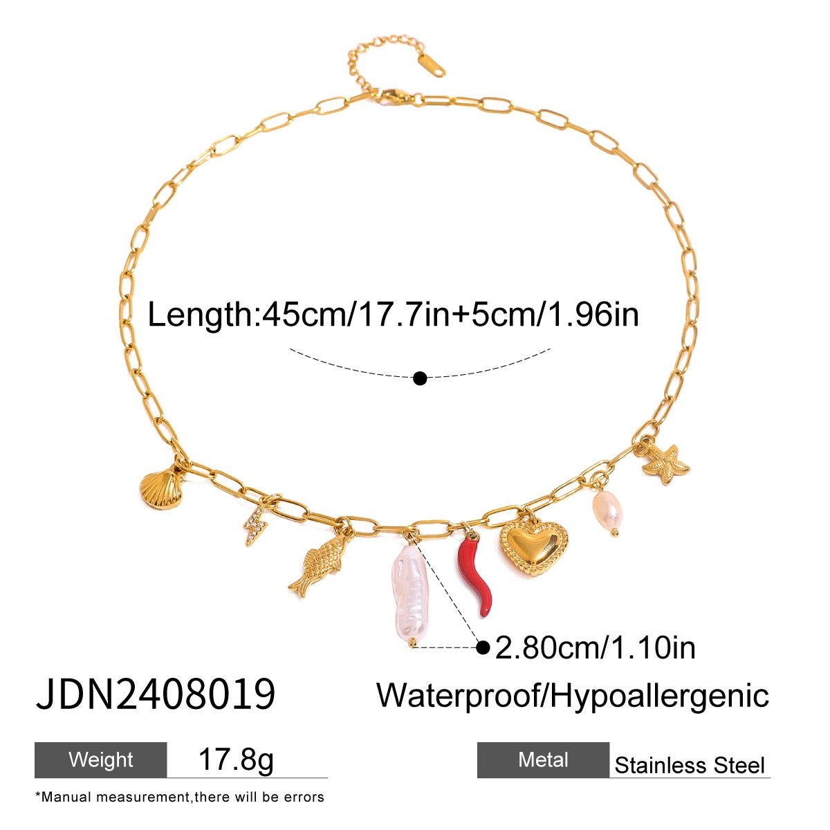 Big shell pendant charm necklace