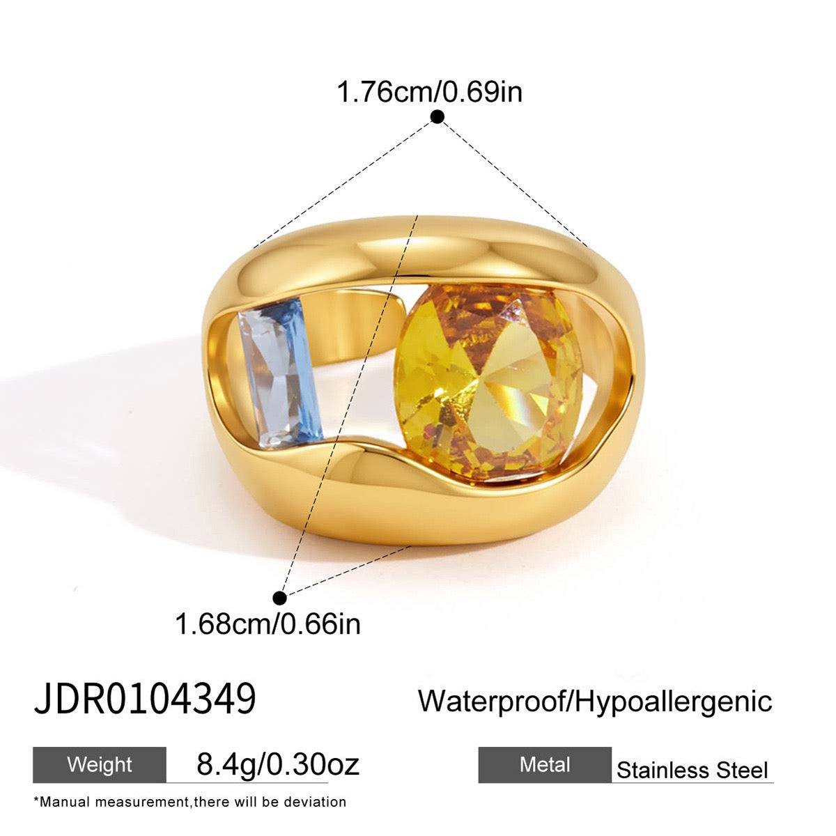 Sculptural Zirconia Statement Ring – Gold Tone Rings