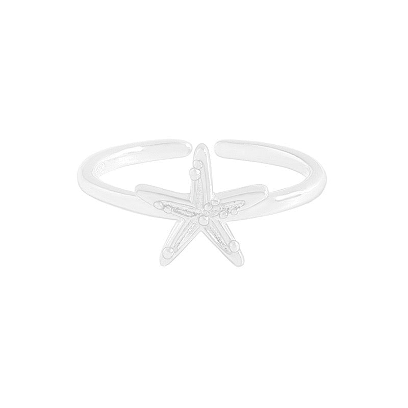 Star Moon Shell Sterling Silver Ring