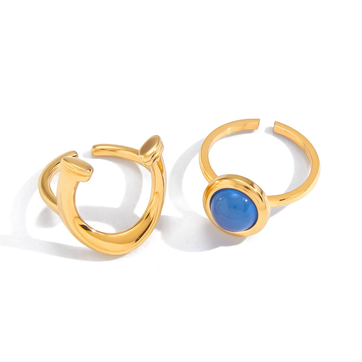 Blue horse shoe rings collection