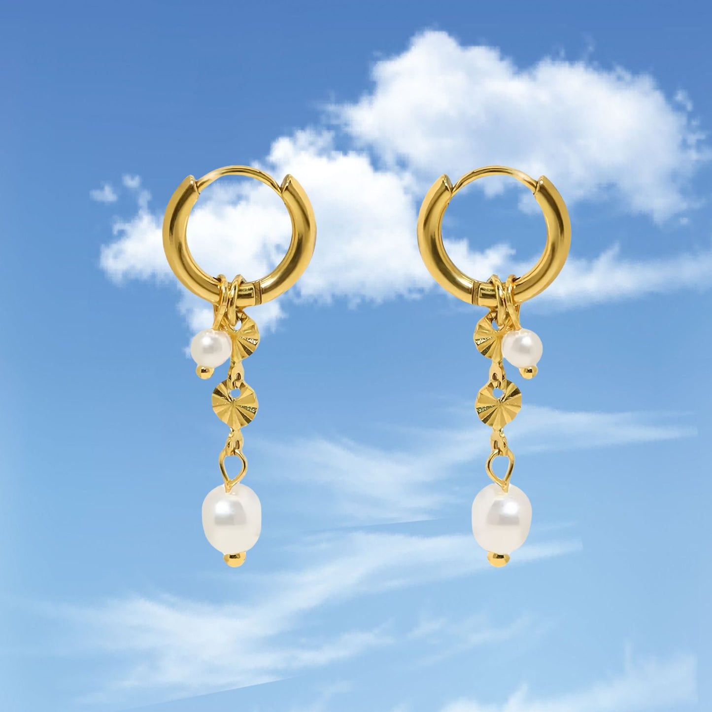 Dainty pearly hoops