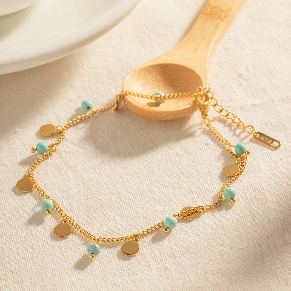 Britain Blue turquoise shell anklets