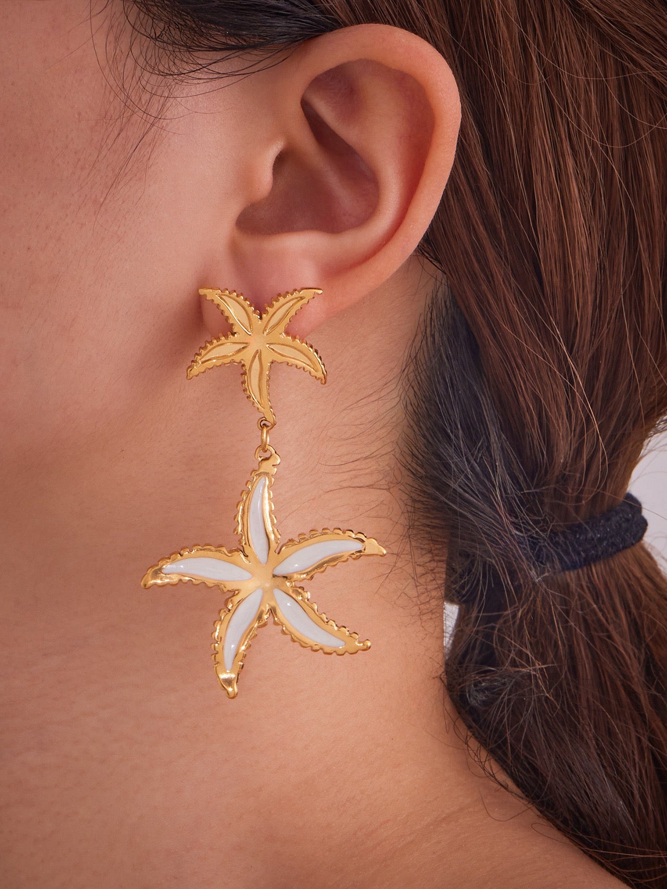 White starfish earrings