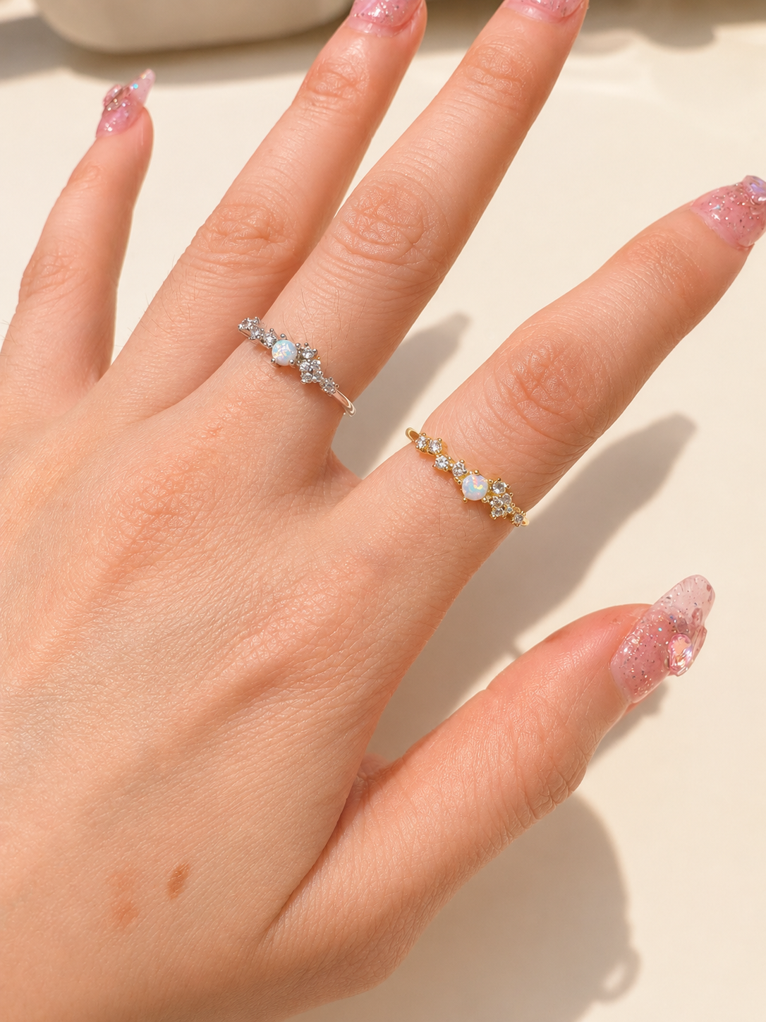 Dainty opal sterling silver rings collections