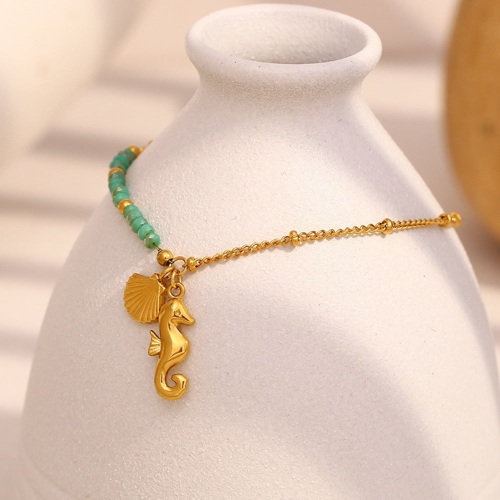 Green starfish layer bracelet