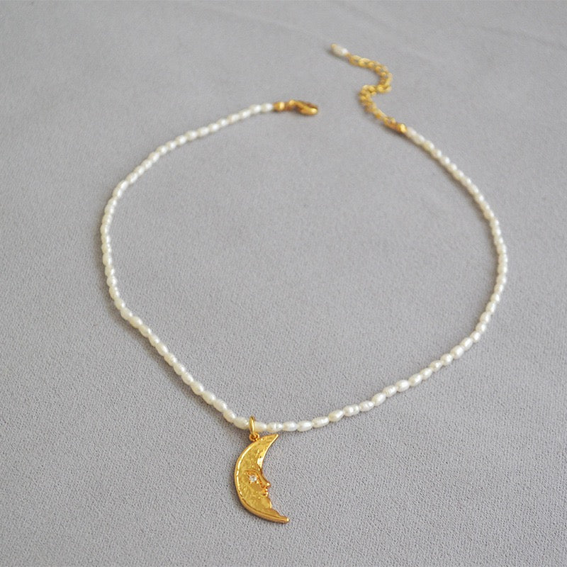 Luna moon pearl necklace