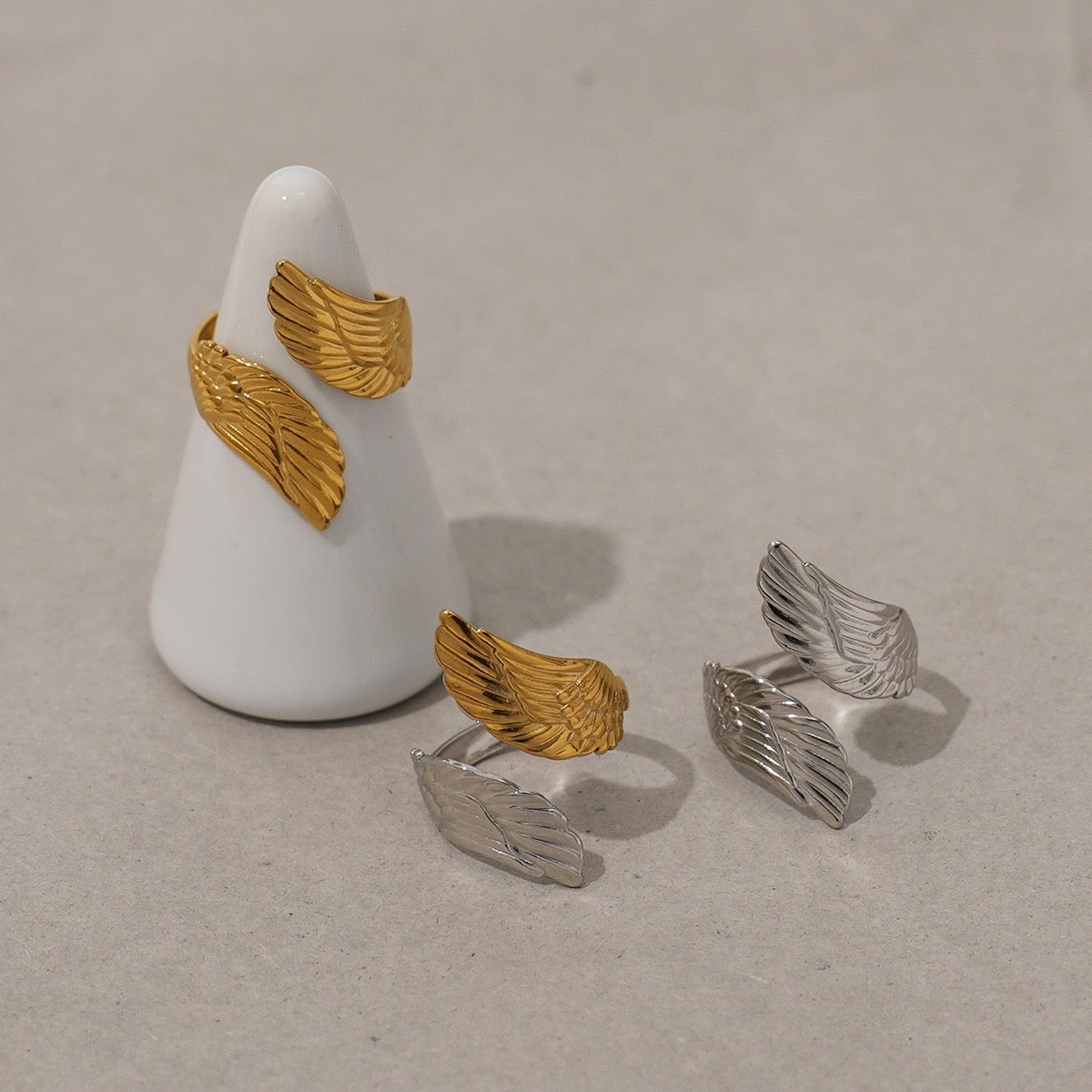 Angel wings rings