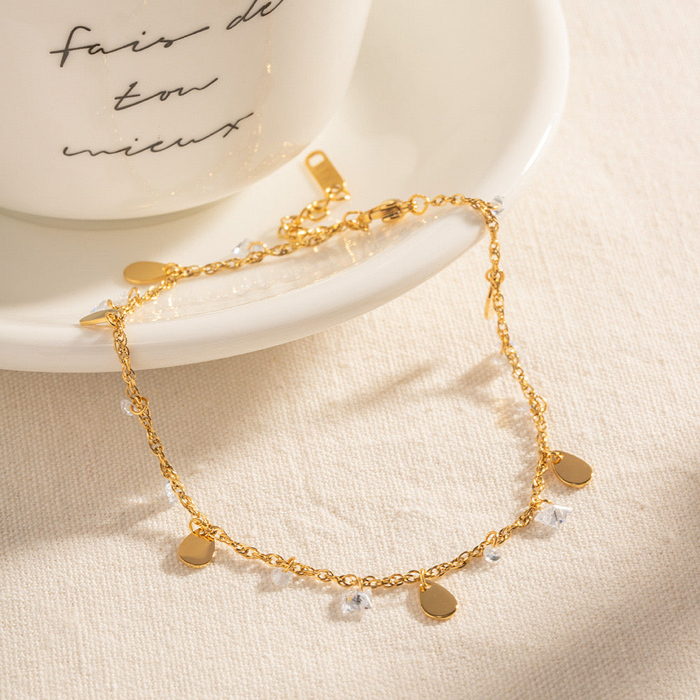 Santa rosa crystal gold anklets