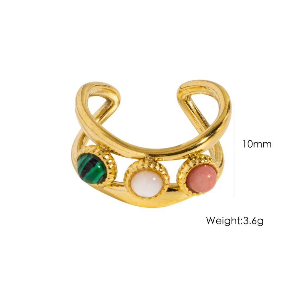 Three gems band rings