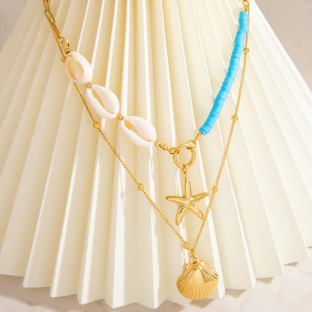 Big shell pendant charm necklace