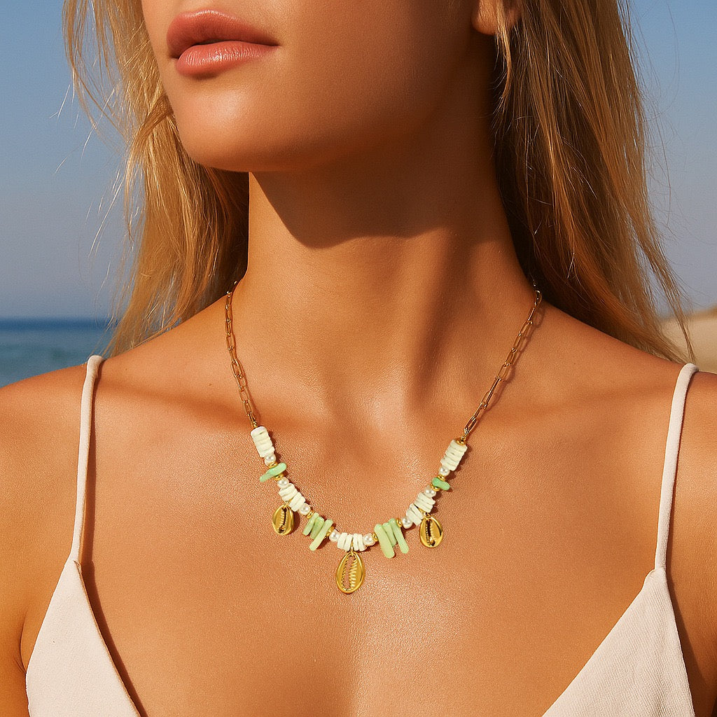 Big shell pendant charm necklace