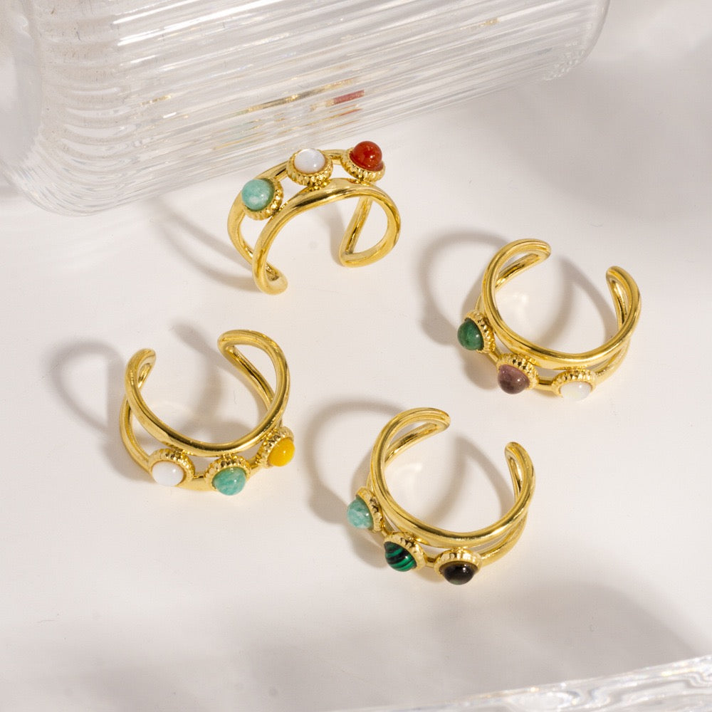 Three gems band rings