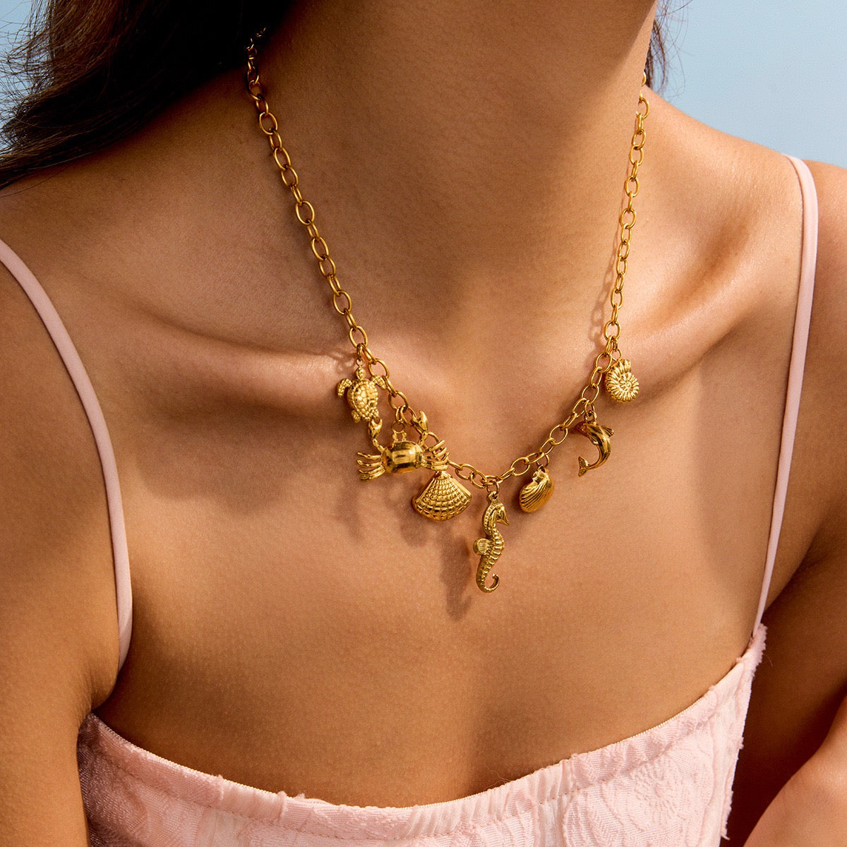 Dainty charm white rope necklace