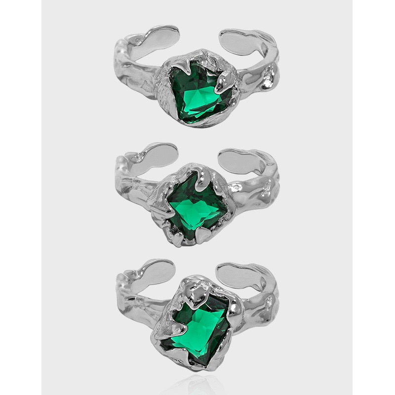 Colored Rock Sterling Silver Ring