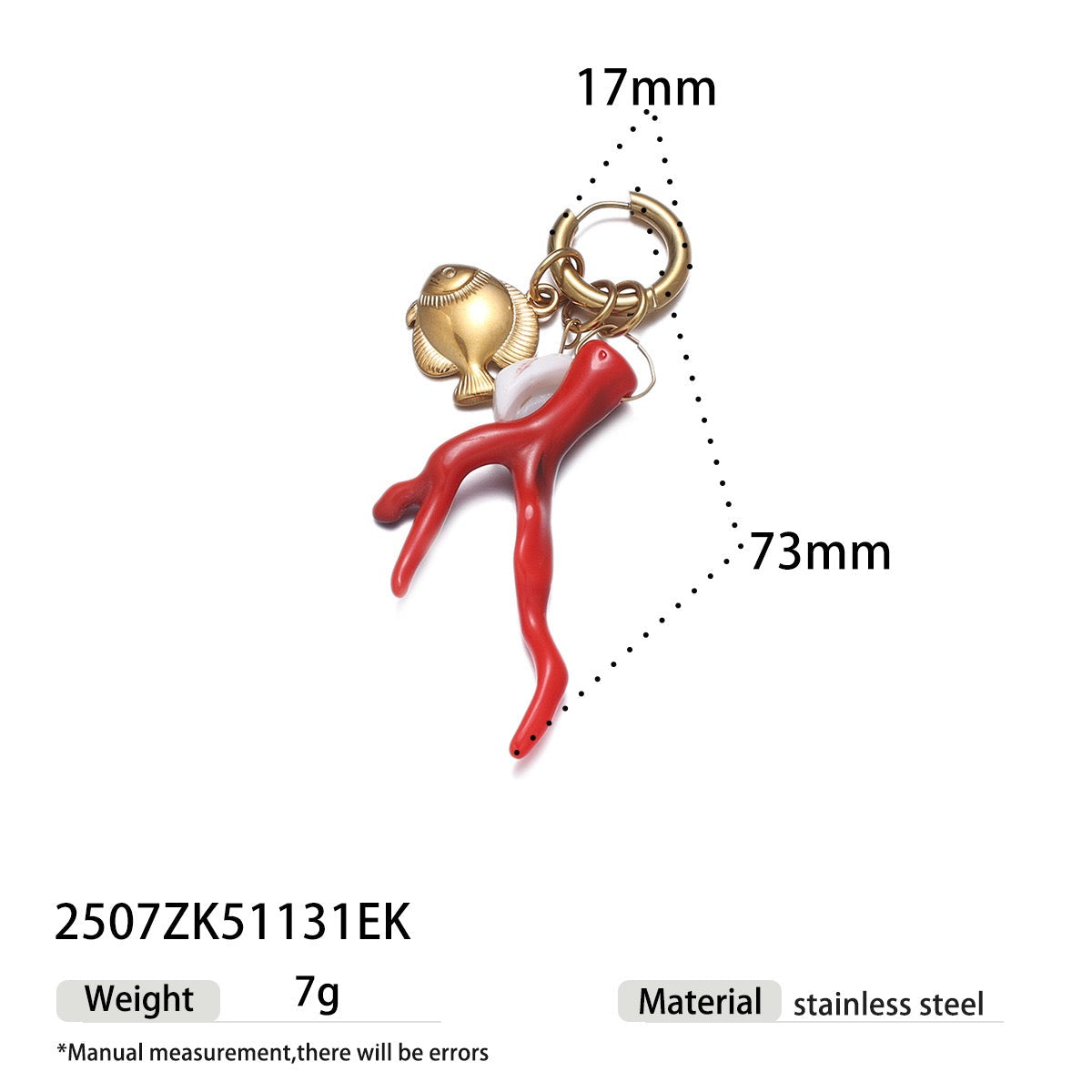 Red coral pendant necklace
